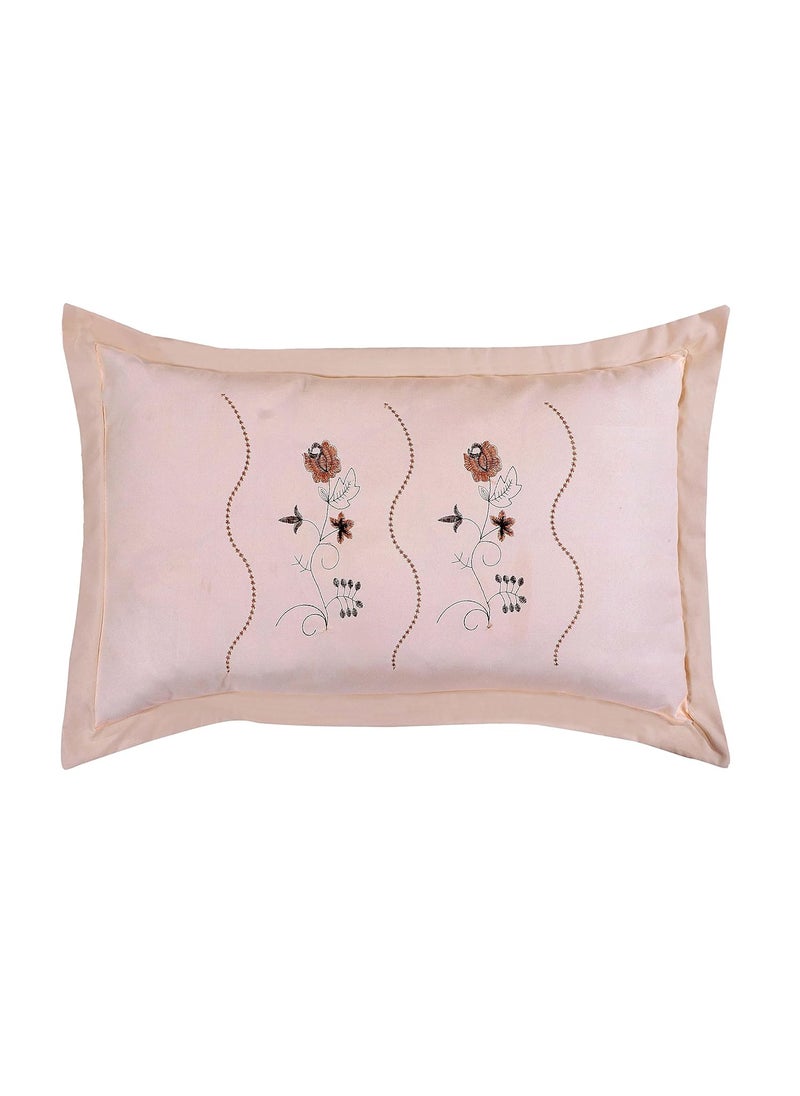 Rj Products Embroided Pillow Covers King Size Set of 4 Piece Cream Color