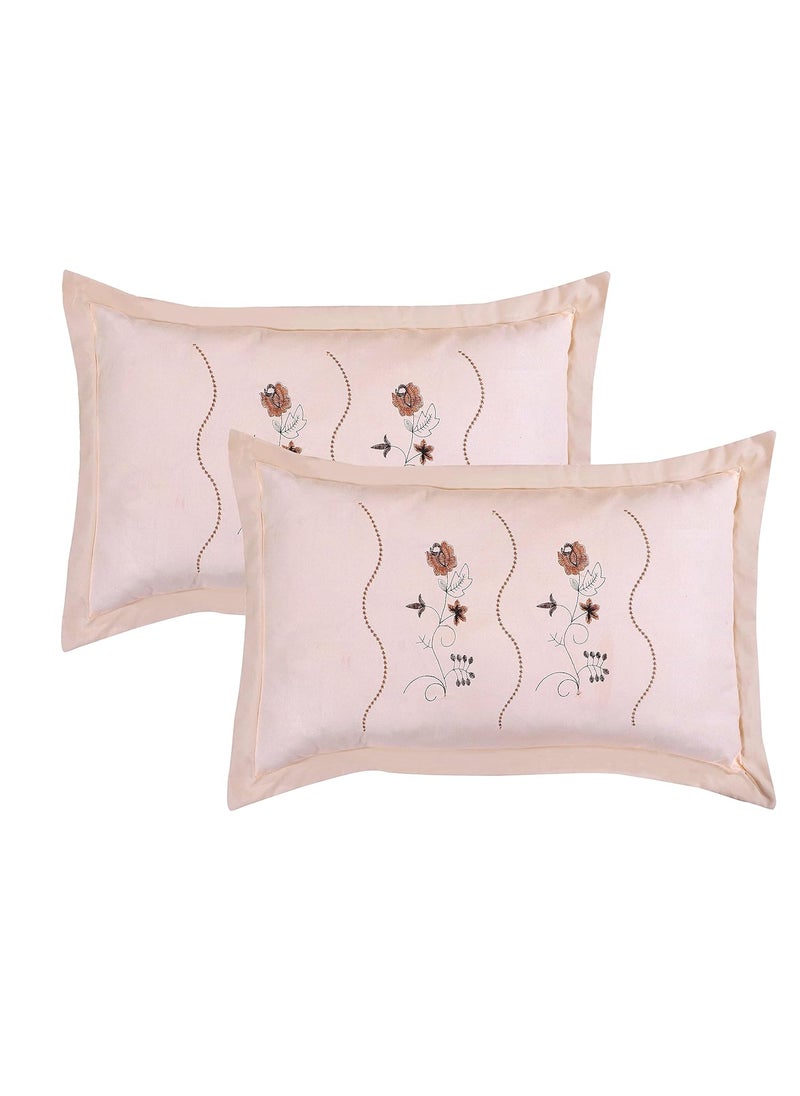 Rj Products Embroided Pillow Covers King Size Set of 4 Piece Cream Color