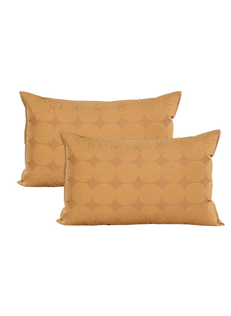 Rj Products Cotton Heavy Embroidery Pillow Covers Set of 4 17 27 in White_Beige