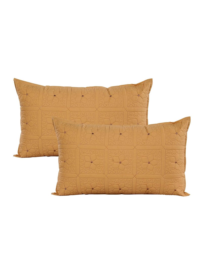 Rj Products Cotton Heavy Embroidery Pillow Covers Set of 4 17 27 in White_Beige