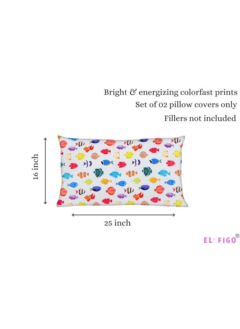 EL FIGO Soft Decorative Cartoon Printed Velvet Pillow Cases No Filler Set of 2 Standar Size 25 inch 16 inch White