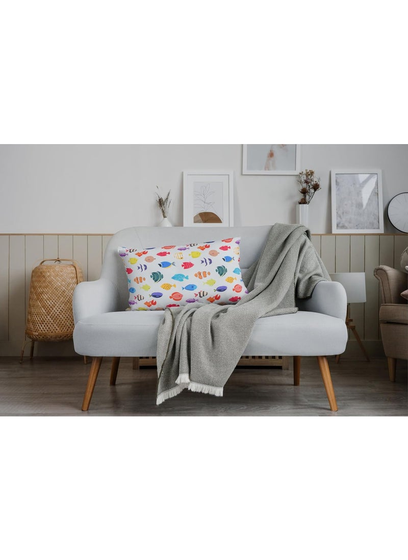 EL FIGO Soft Decorative Cartoon Printed Velvet Pillow Cases No Filler Set of 2 Standar Size 25 inch 16 inch White