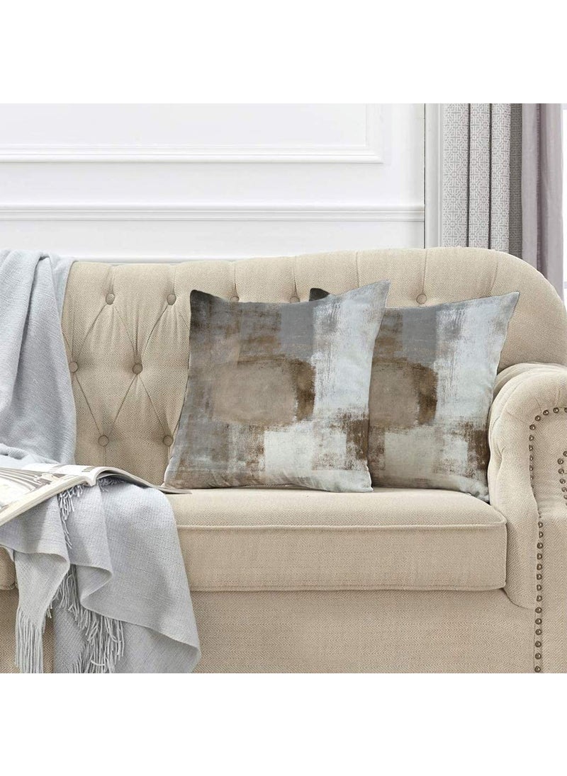 Linen Basics Decorative Digital Printed Holland Velvet Cushion Square Pillow Covers Pillowcases for Sofa Bedroom with Invisible Zipper ColorBrown Set of 516X16 Inches