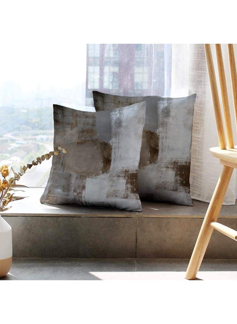 Linen Basics Decorative Digital Printed Holland Velvet Cushion Square Pillow Covers Pillowcases for Sofa Bedroom with Invisible Zipper ColorBrown Set of 516X16 Inches