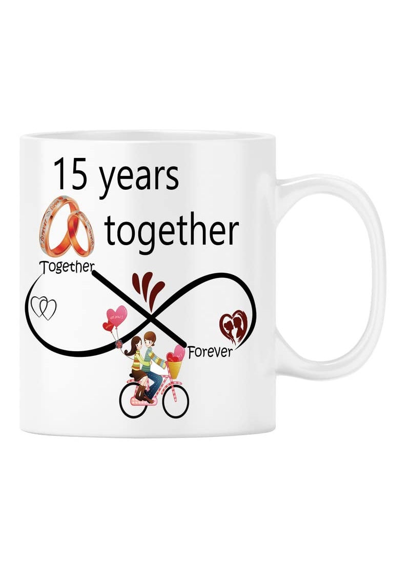 Bhawani Gift 15 Years Together Personalized CushionPillow KeyChain and Coffee Mug Designed for Your Loved Onesfor Your Family and Friends