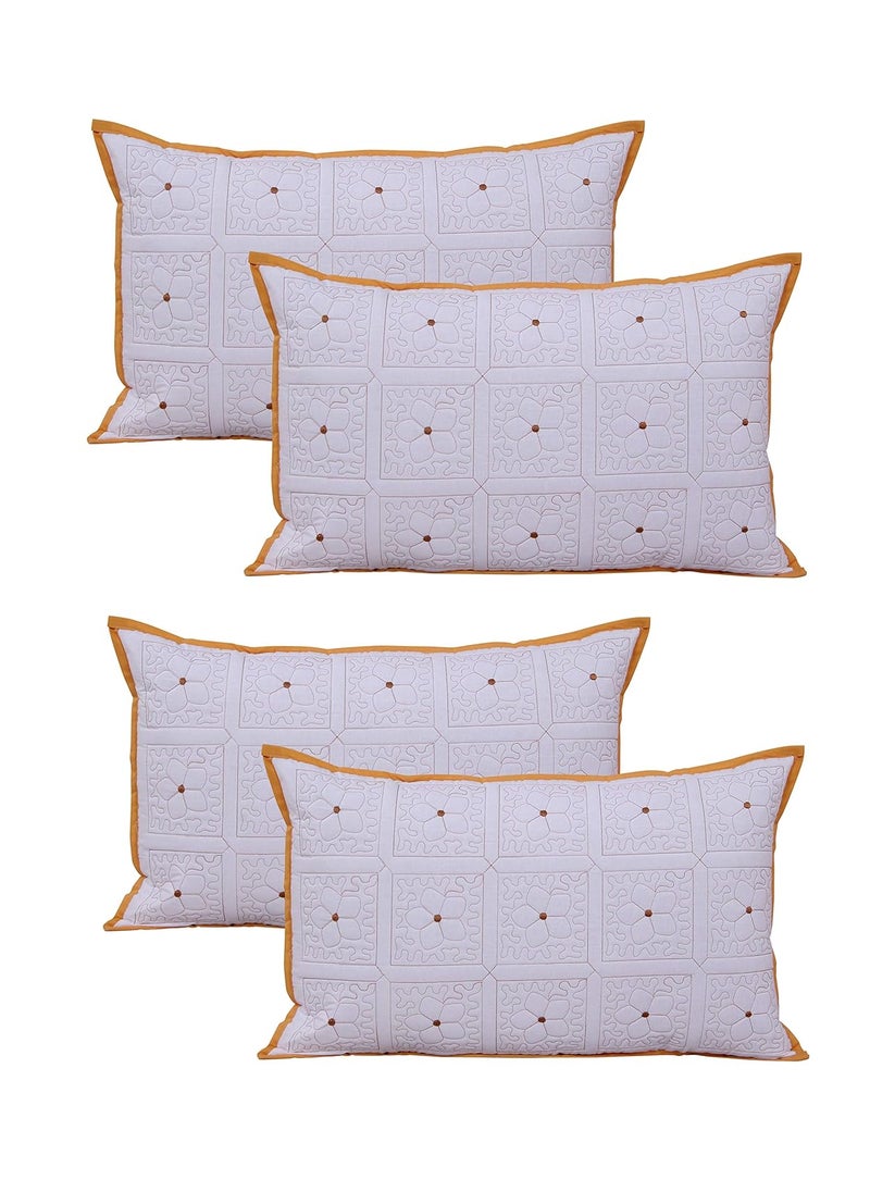 Rj Products Koold Embroided Cotton Pillow Covers Set of 4 WhiteBeige