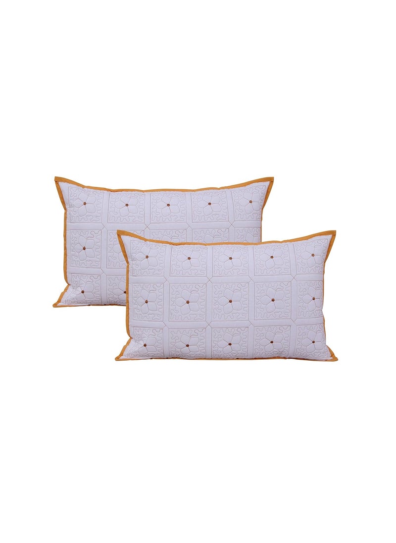 Rj Products Koold Embroided Cotton Pillow Covers Set of 4 WhiteBeige