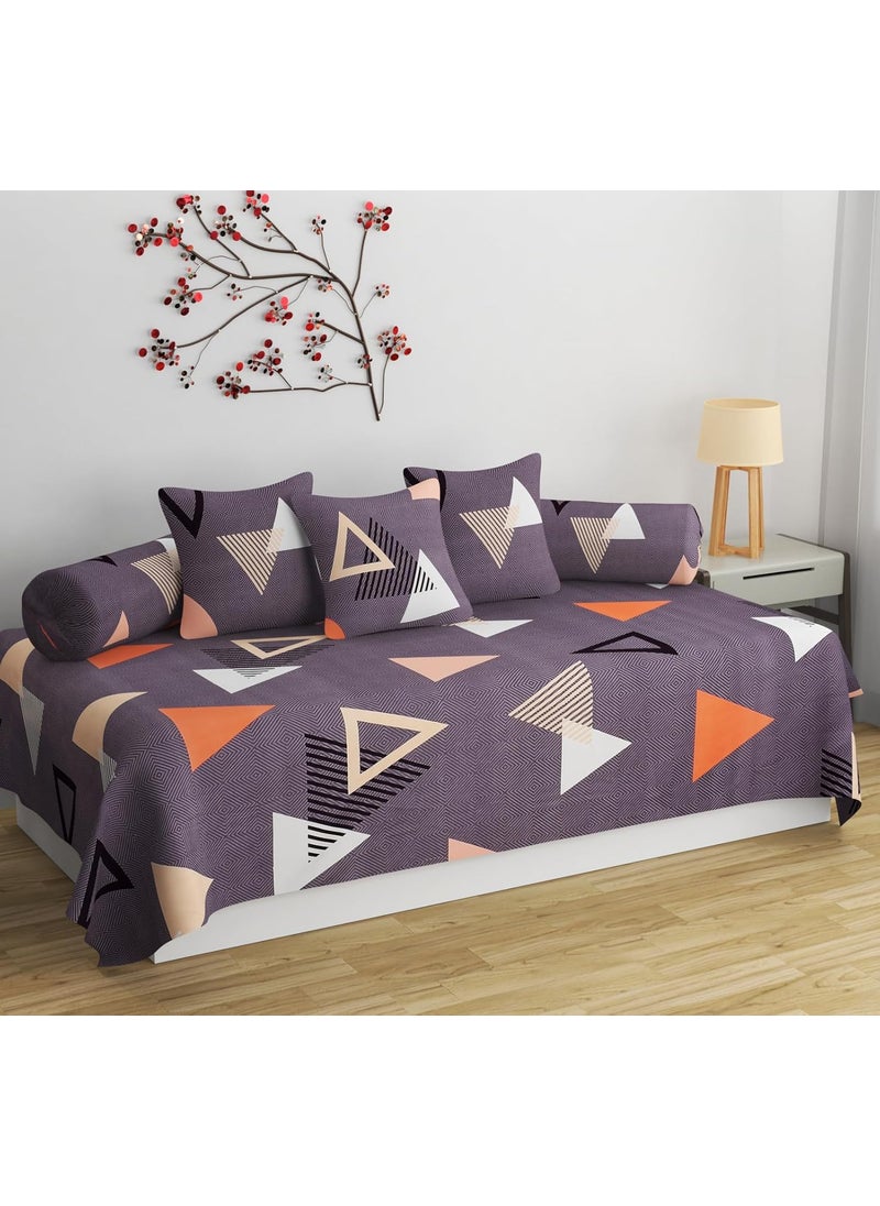 APALA Supersoft diwan Set for Living Room diwan Set Covers Glace Cotton diwan Set 6 Pieces 1 Single Bedsheet 3 Cushion Covers 2 Bolster Covers Gray