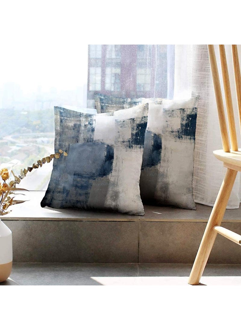Linen Basics Decorative Digital Printed Holland Velvet Cushion Square Pillow Covers Pillowcases for Sofa Bedroom with Invisible Zipper ColorGrey Set of 5 16X16 Inches