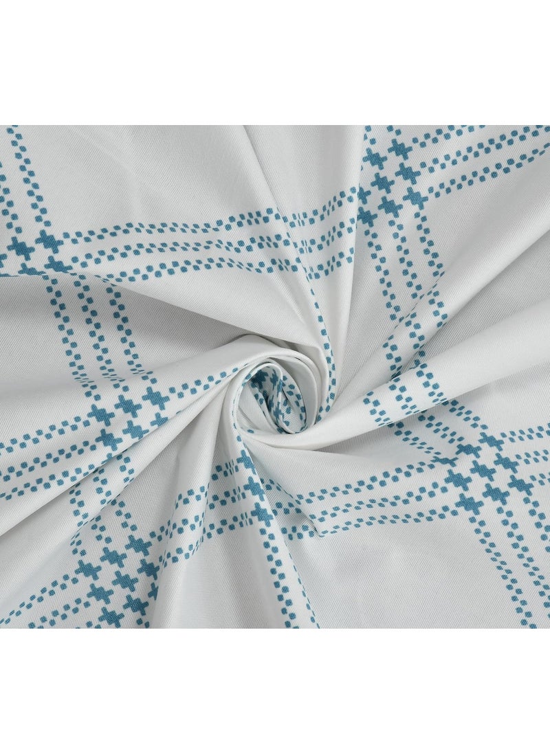 HIDECOR Super Soft Cotton Geometrical diwan Set for Living Room diwan Set Covers Cotton diwan Set 6 Pieces One Single Bedsheet with 3 Cushion Cover2 Bolster White Blue