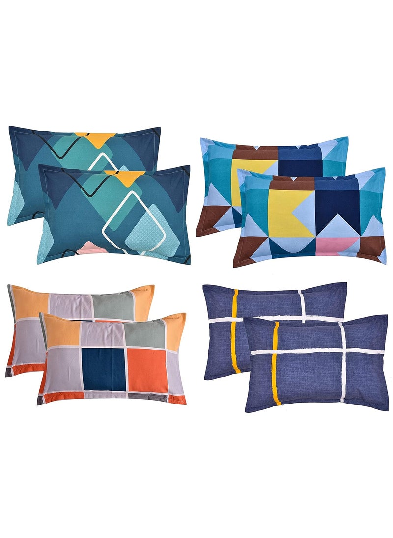 Umi Super Soft Brushed Microfiebr Cotton Pillow CoversSet of 4Total 8 Pcs 17X27Inches 43X68CM Printed Pillow CoversFlange on Edges Pillow Covers