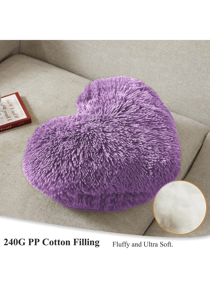 PICKKART Small Heart Cushions Multicolor Fur Heart Pillow 8 Different Colors