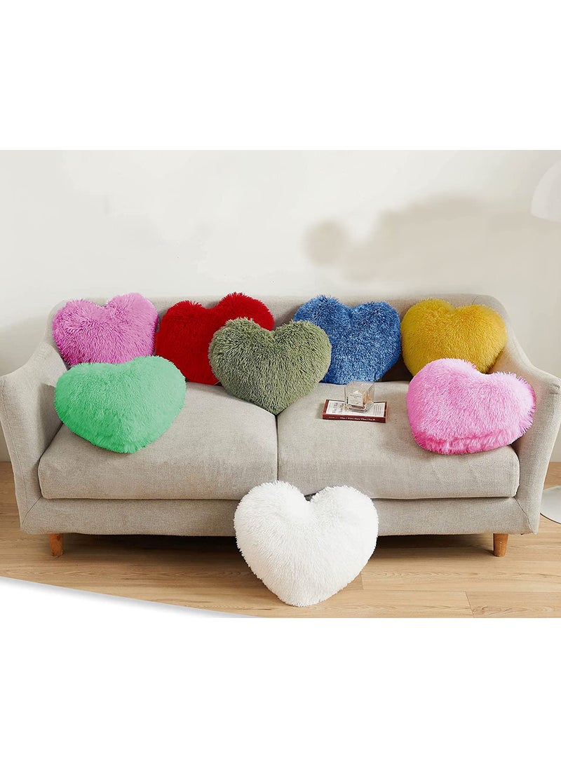 PICKKART Small Heart Cushions Multicolor Fur Heart Pillow 8 Different Colors