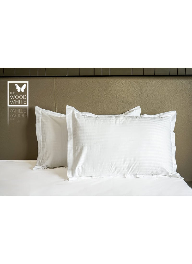 THE WOOD WHITE 100 Egyptian Cotton 600 TC Hotel Style Pillow Covers Set of 4 in 18 x 28 Inch White