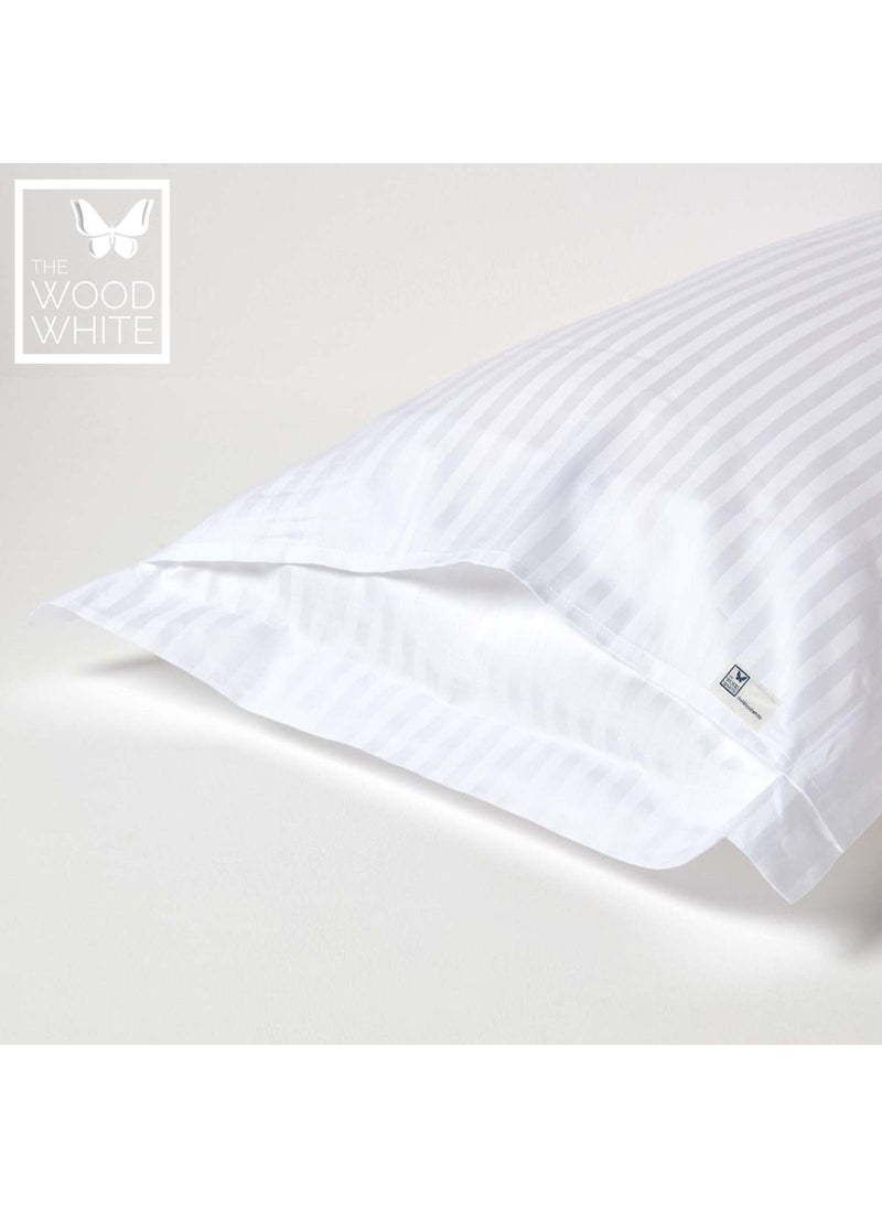 THE WOOD WHITE 100 Egyptian Cotton 600 TC Hotel Style Pillow Covers Set of 4 in 18 x 28 Inch White