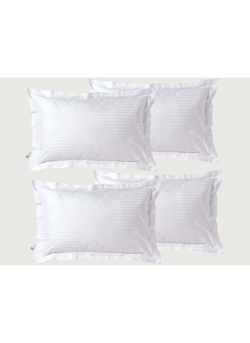 THE WOOD WHITE 100 Egyptian Cotton 600 TC Hotel Style Pillow Covers Set of 4 in 18 x 28 Inch White