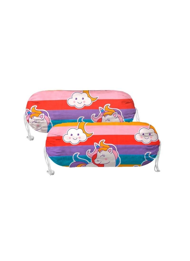 REDROME Diwan Set Combo Pack for Living Room Diwan Set Covers Glace Cotton Diwan Set 8 Pieces 1 Single Bedsheet 5 Cushion Covers 2 Bolster Covers Cartoon Unicorn Cartoon