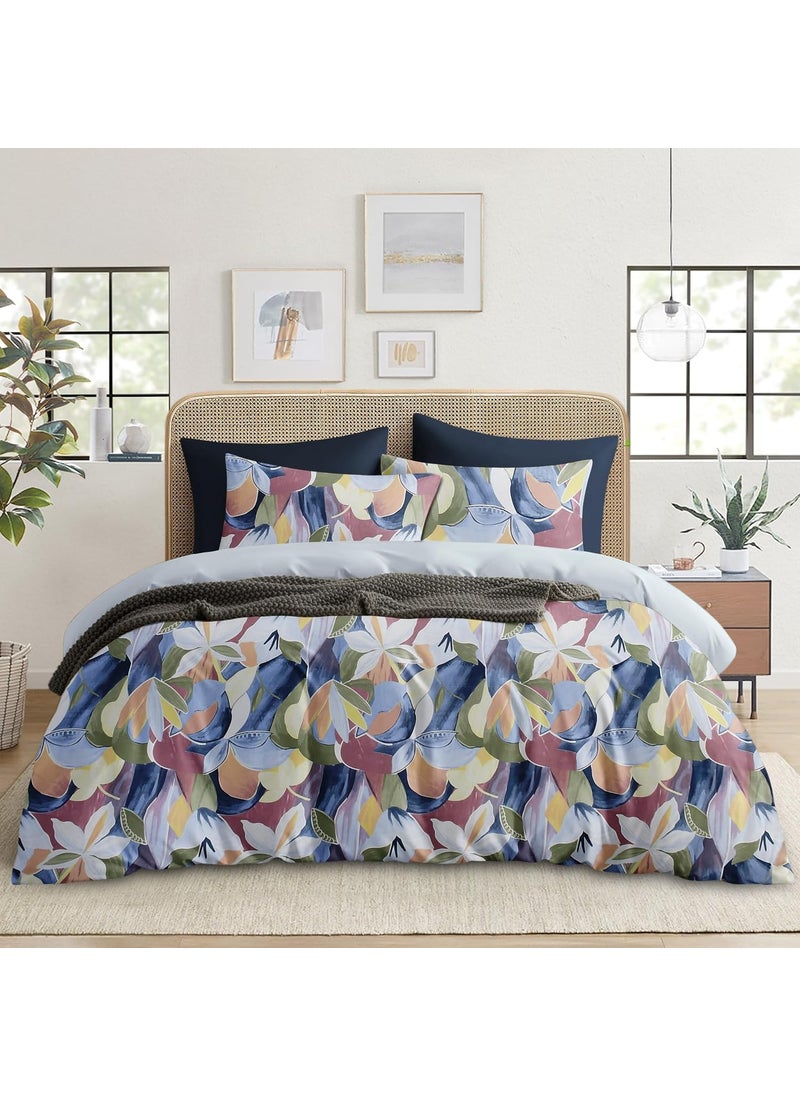 Hidecor Premium Cotton King Size Quilt CoverDuvet CoverRajai CoverBlanket Cover with Zipper Closure Double 90x100 inch Color BlueMulticolor