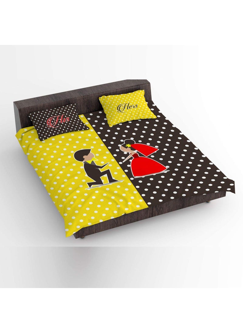 TheYaYaCafe Birthday Gifts Romantic Bride Groom His Hers Couple bedsheet for Girlfriend Boyfriend Husband Wife with 2 Pillow Covers Multi