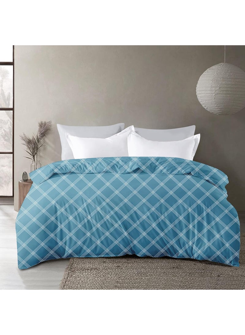 Hidecor Premium Cotton King Size Quilt CoverDuvet CoverRajai CoverBlanket Cover with Zipper Closure Double 90x100 inch Color Blue