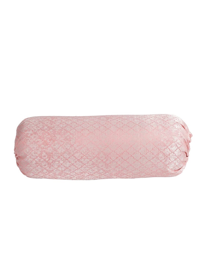 THE CONVERSION Set of 2 Premium Imported Blended Jacquard Fabric self Geometric Design Pink Color Bolster CoverLoad Cover 2 pc 15x30 38 cm x 75 cm