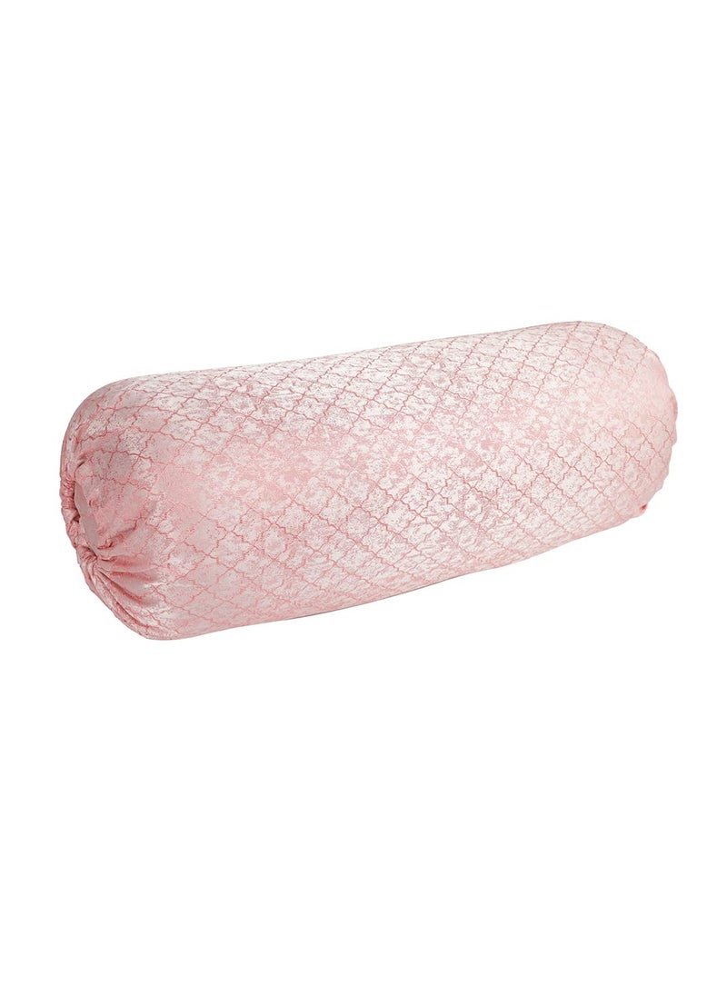 THE CONVERSION Set of 2 Premium Imported Blended Jacquard Fabric self Geometric Design Pink Color Bolster CoverLoad Cover 2 pc 15x30 38 cm x 75 cm
