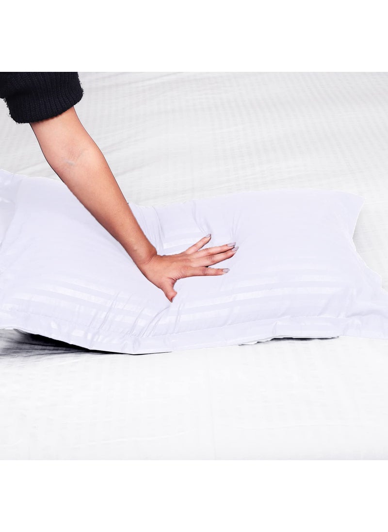 RRC 600 Tc Cotton Silken Soft Feel King Size Solid Plain Pillow Covers Hotel Pillow Covers White 17X27 6 pcs