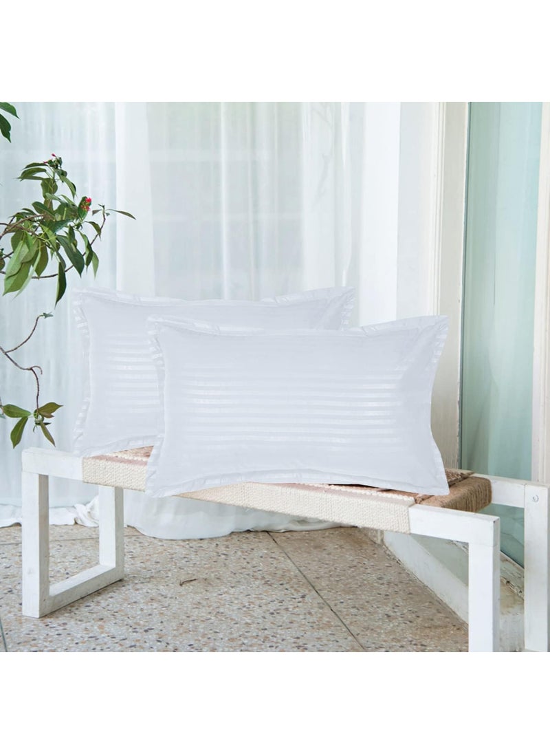 RRC 600 Tc Cotton Silken Soft Feel King Size Solid Plain Pillow Covers Hotel Pillow Covers White 17X27 6 pcs