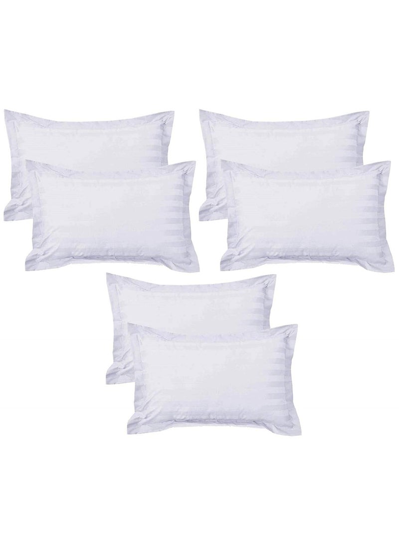 RRC 600 Tc Cotton Silken Soft Feel King Size Solid Plain Pillow Covers Hotel Pillow Covers White 17X27 6 pcs