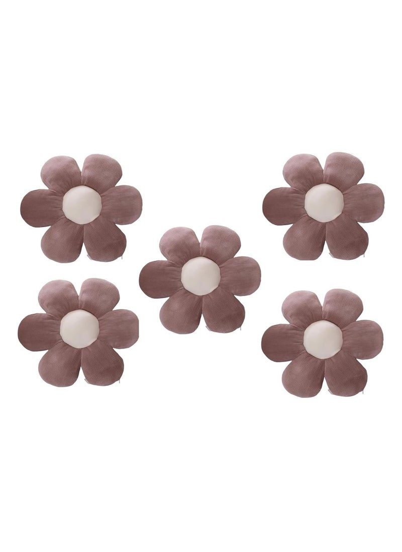 AVS Cute Sunflower Shaped Decorative Preppy Throw Pillows Floor Cushion for Aesthetic Decor Pack of 5 35CM Brown