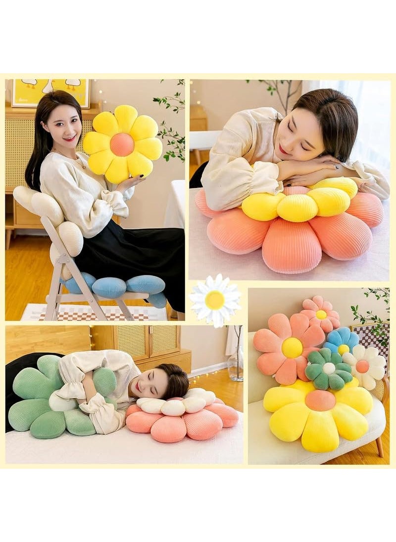 AVS Plushed Sunflower Shaped Decorative Preppy Throw Pillows Floor Cushion for Aesthetic Decor Pack of 5 35CM WhitePink