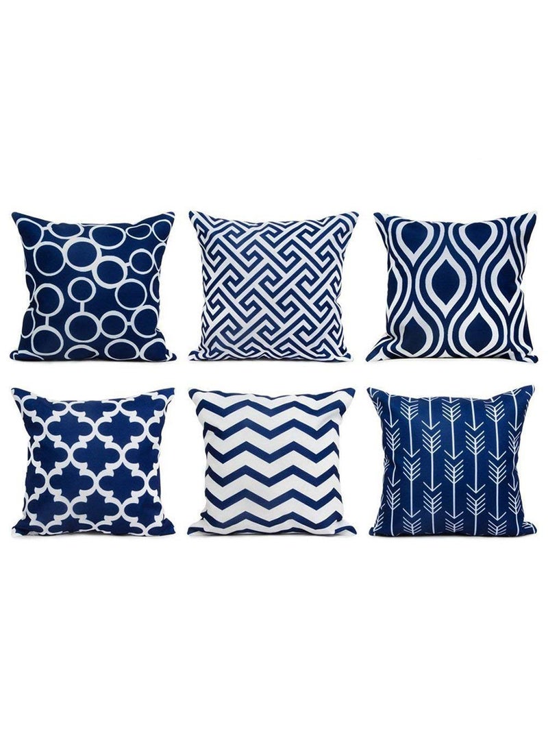 AEROHAVEN Set of 6 Satin Abstract Designer Decorative Throw PillowCushion Covers Blue 18 x 18 Inch