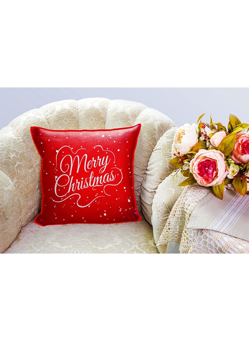 DREAMVIO Polyester Jute Merry Christmas ThrowPillow Covers Cushion Covers for Living Room Set of 5 16 X 16 Inch Multicolor Dv516Mccjute0007
