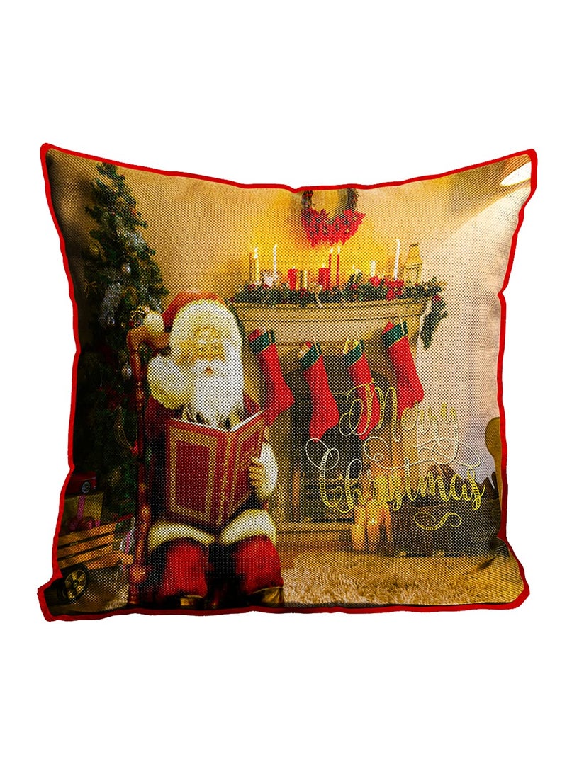 DREAMVIO Polyester Jute Merry Christmas ThrowPillow Covers Cushion Covers for Living Room Set of 5 16 X 16 Inch Multicolor Dv516Mccjute0053