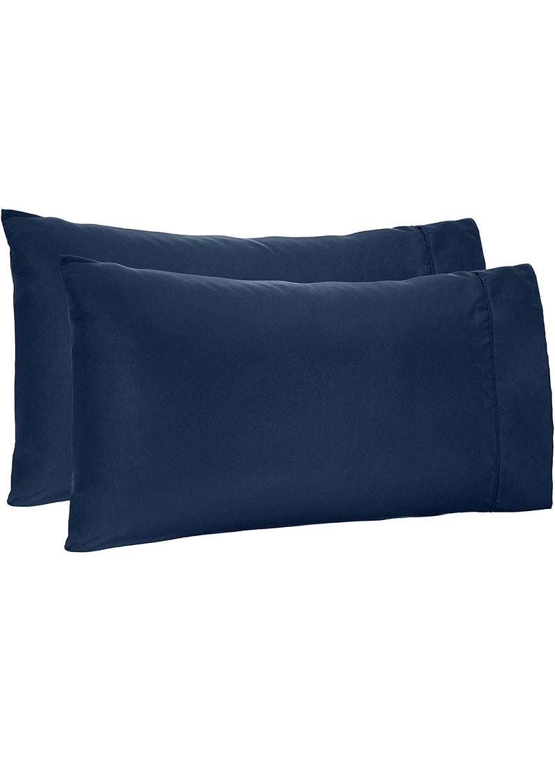 Jaipur Linen Cotton 300TC Pillow Cover King Dark Blue Set of 2