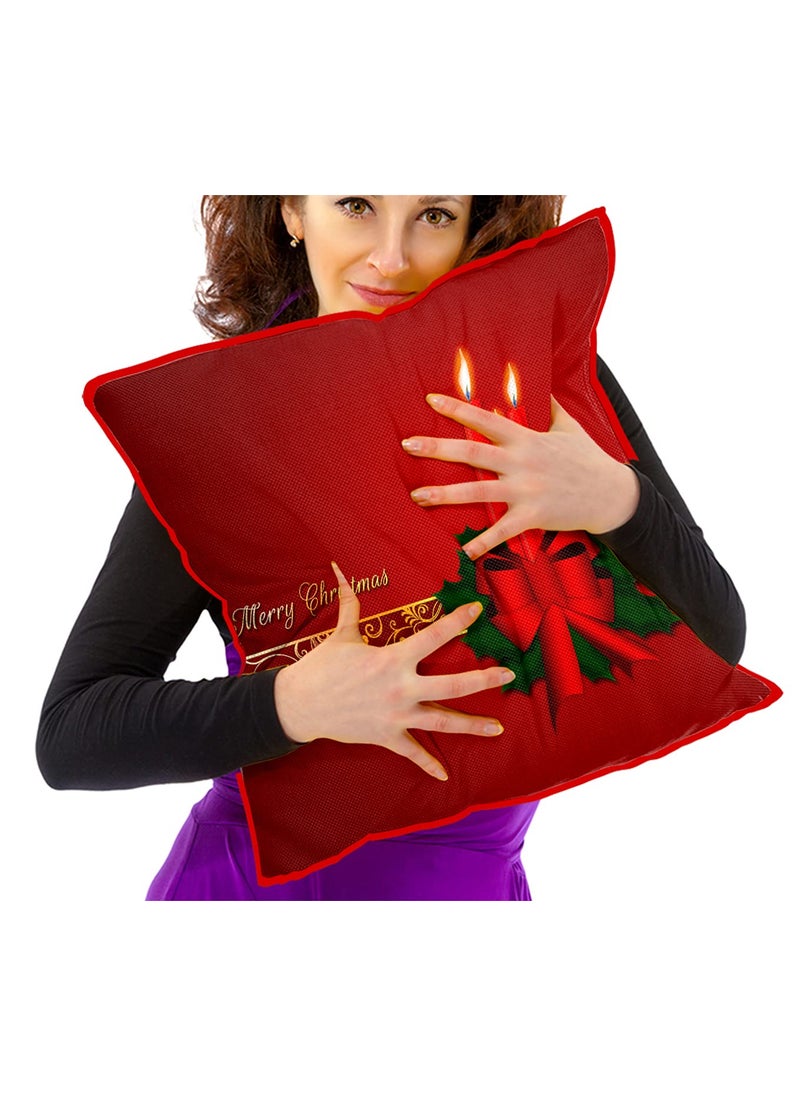 DREAMVIO Polyester Jute Merry Christmas ThrowPillow Covers Cushion Covers for Living Room Set of 5 16 X 16 Inch Multicolor Dv516Mccjute0020
