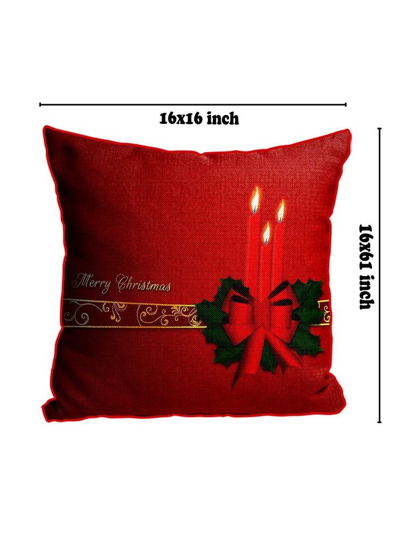 DREAMVIO Polyester Jute Merry Christmas ThrowPillow Covers Cushion Covers for Living Room Set of 5 16 X 16 Inch Multicolor Dv516Mccjute0020