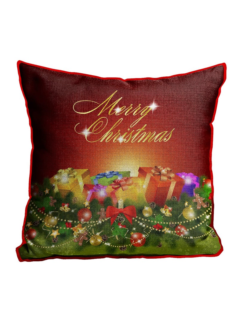 DREAMVIO Polyester Jute Merry Christmas ThrowPillow Covers Cushion Covers for Living Room Set of 5 16 X 16 Inch Multicolor Dv516Mccjute0035