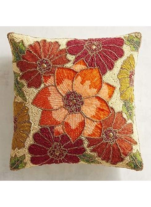 AI Satin 400TC Decorative Pillowcover 16 X 16 Inches Multi Floral Pattern 1 Piece