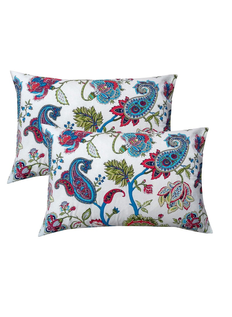 Miyanbazaz Textiles 100 Cotton Printed Pillow CoverPillow Case Set of 2 Multi Color 18 x 28 Inch