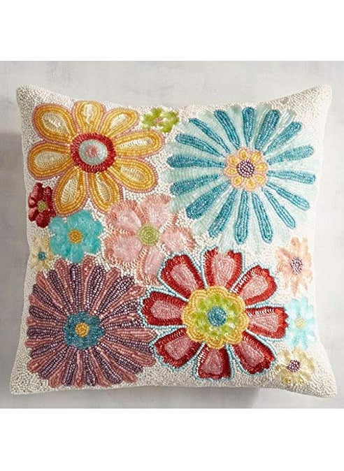 AI Satin 400TC Decorative Pillowcover16 X 16 inches Multi Floral Pattern1 Piece