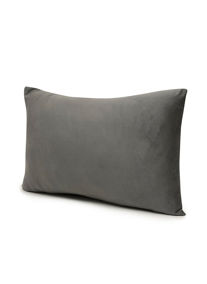The Conversion Set of 2 Premium Super Soft Velvet Pure Mercerized Solid Design Dark Grey Color 2 pc Pillow Cover 17x27