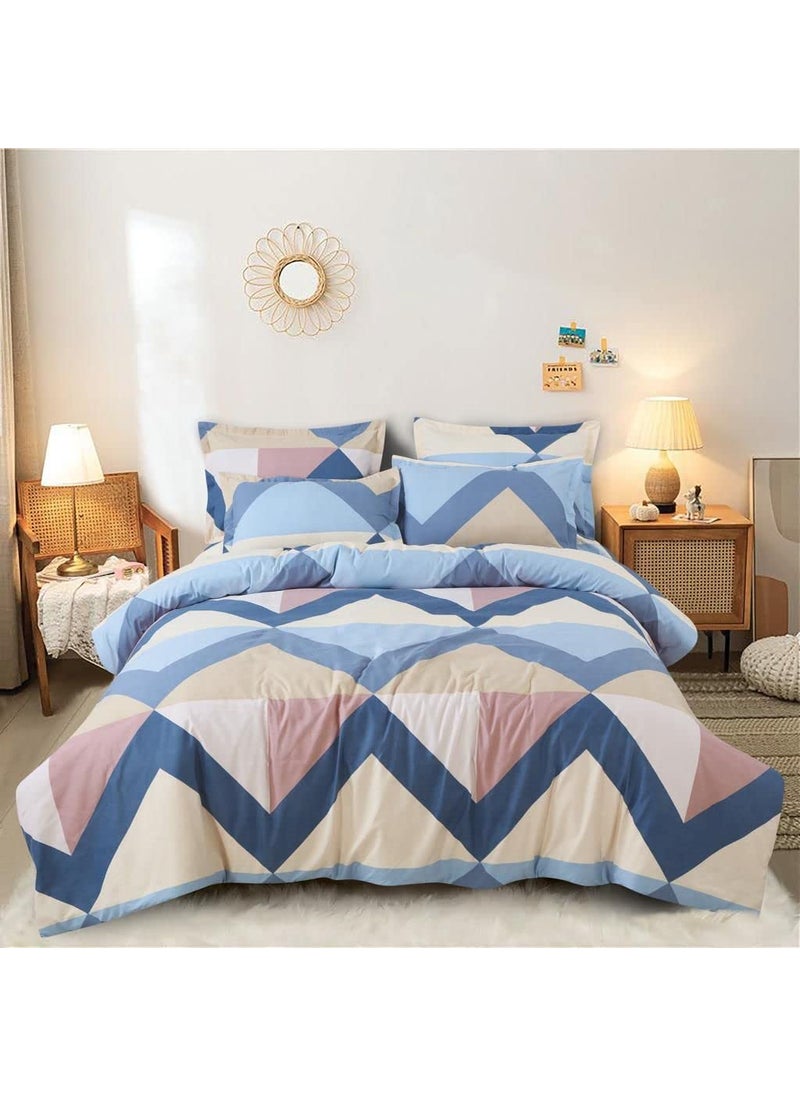 BREVARD Glacecotton Double BedDuvet CoverRajai CoverBlanket Cover with Zipper 90x100 Inche Blue Zig Zag