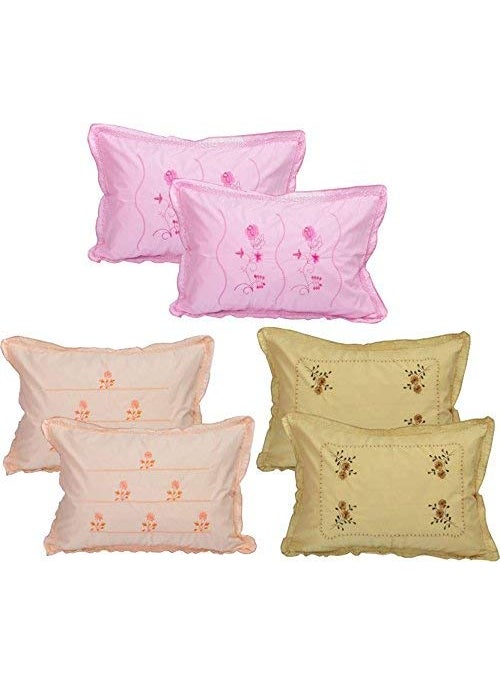 HSR Collection Cotton Embroided Luxury Pillow Cover 6 Pieces 17 x27 inches Multicolor