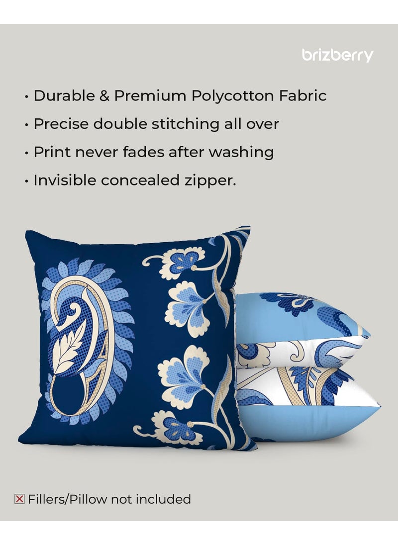 Brizberry Designer Ethnic Decorative Premium Poly Cotton Throw Pillow Cushion Covers Double Side Printing Set of 5 16 inch x 16 inch Design 70