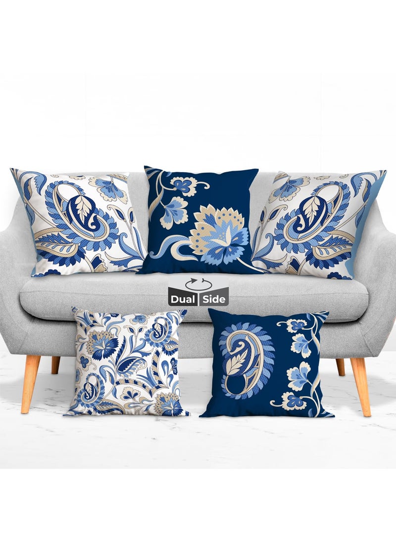 Brizberry Designer Ethnic Decorative Premium Poly Cotton Throw Pillow Cushion Covers Double Side Printing Set of 5 16 inch x 16 inch Design 70