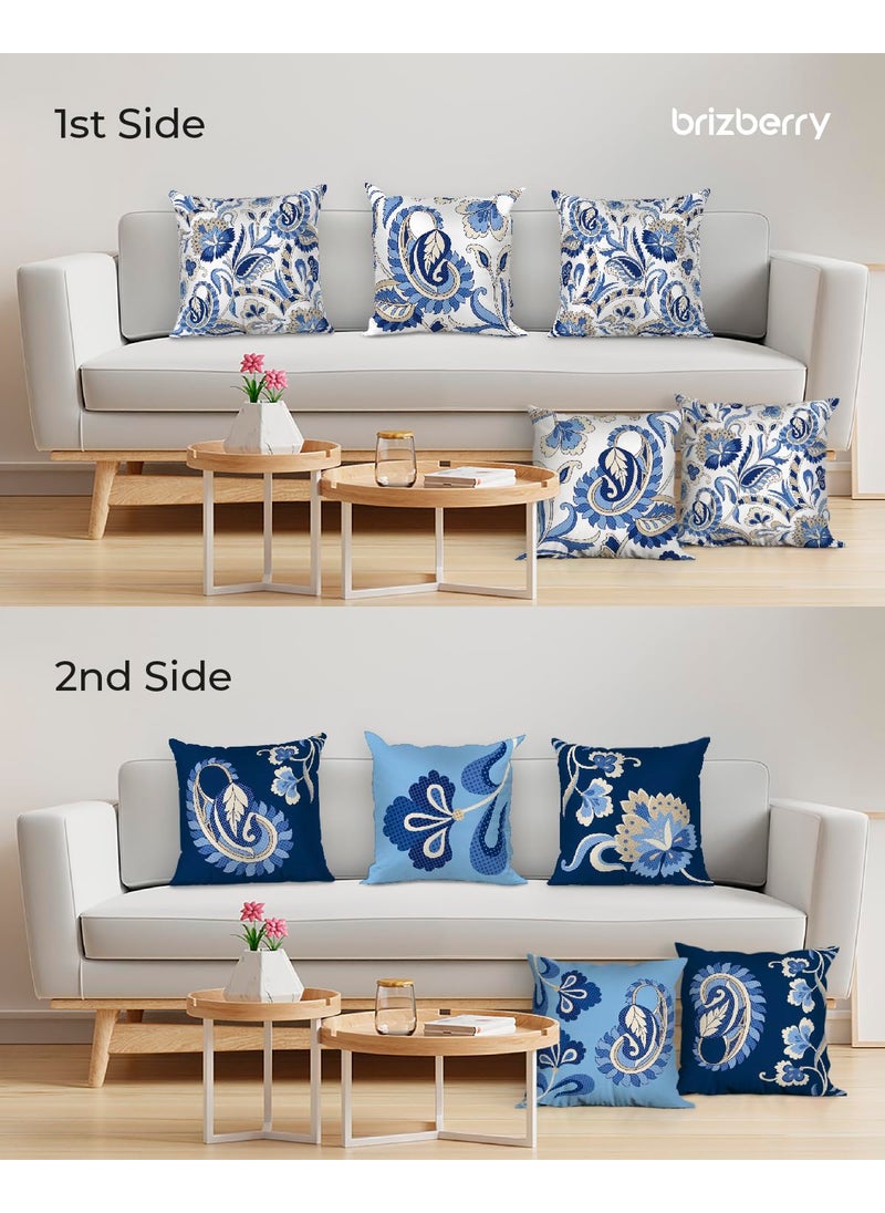 Brizberry Designer Ethnic Decorative Premium Poly Cotton Throw Pillow Cushion Covers Double Side Printing Set of 5 16 inch x 16 inch Design 70