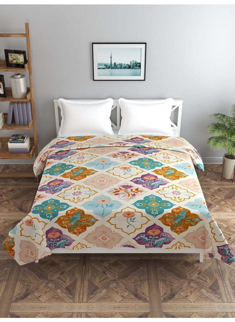 BREVARD Glacecotton DoubleDuvet CoverRajai CoverBlanket Cover with Zipper 90x100 Inches Multi Color