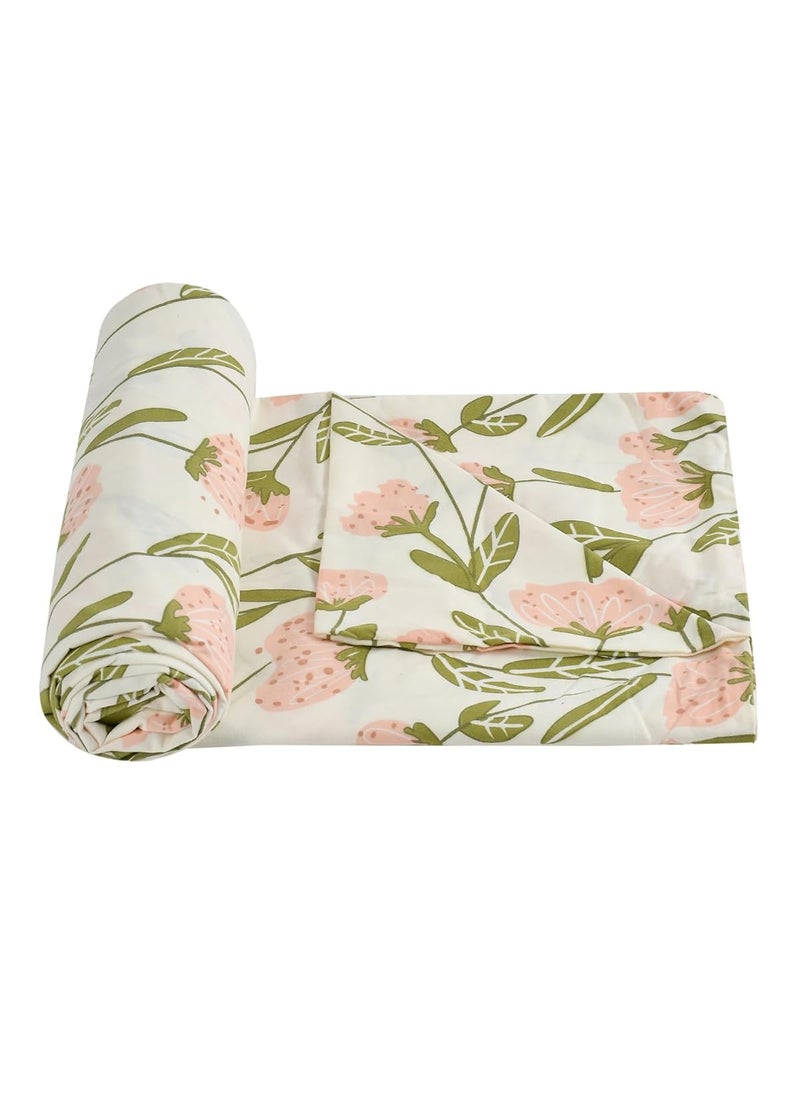 BREVARD Glacecotton DoubleDuvet CoverRajai CoverBlanket Cover with Zipper 90x100 Inches White Peach
