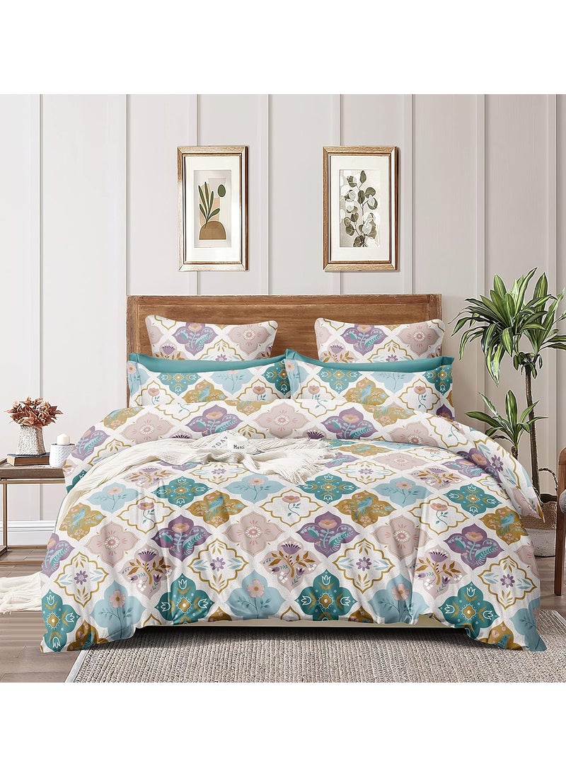 BREVARD Glacecotton Double BedDuvet CoverRajai CoverBlanket Cover with Zipper 90x100 Inche Multi Heart